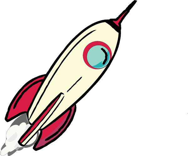 Gezeichnete Rakete beim Start