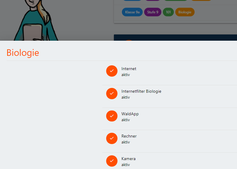 Oberfläche EDU Control zum Nachrichten senden an Schülerinnen und Schüler