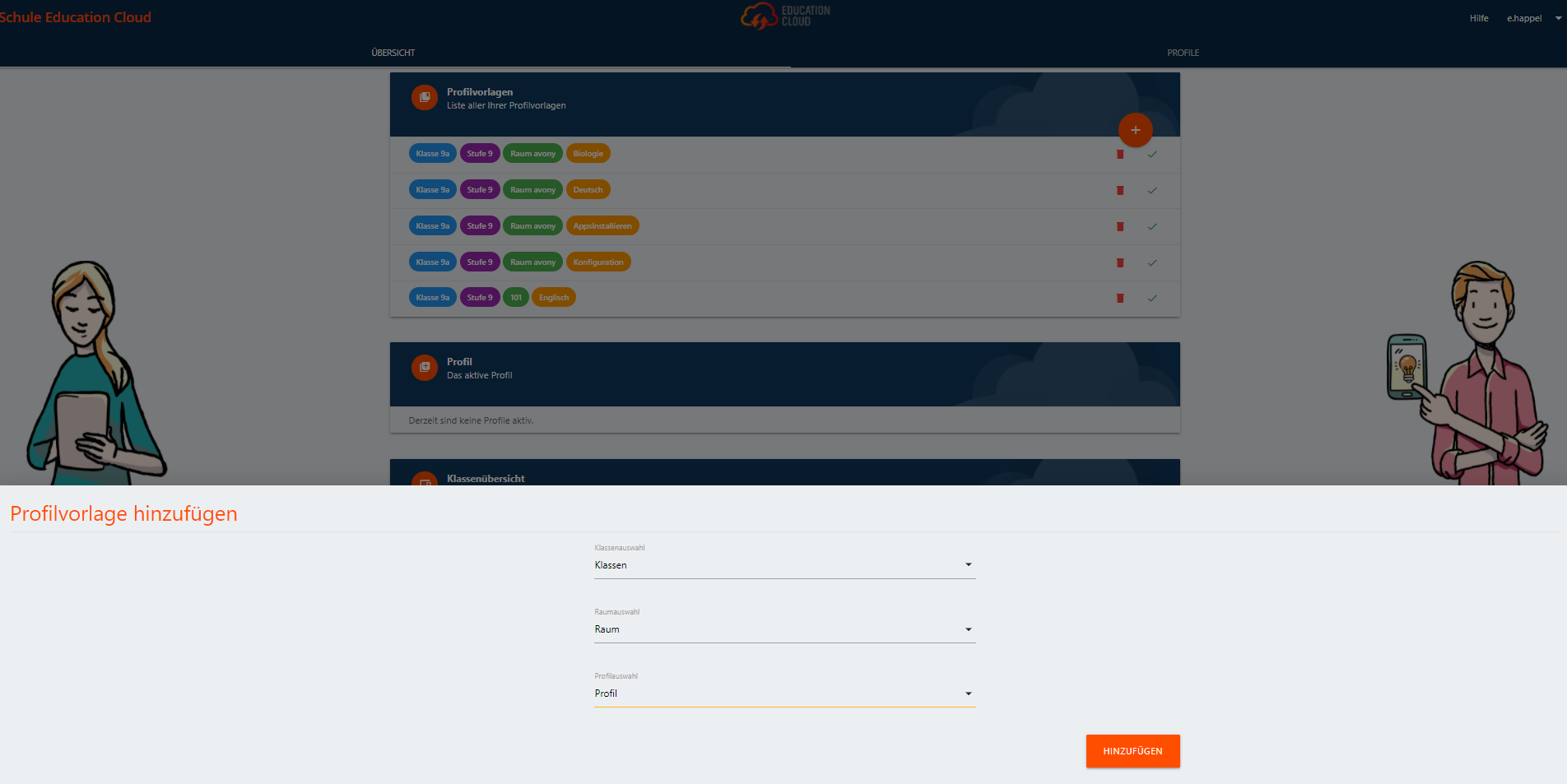 Beschreibung Fachprofil welche Programme und Apps aktiviert sind